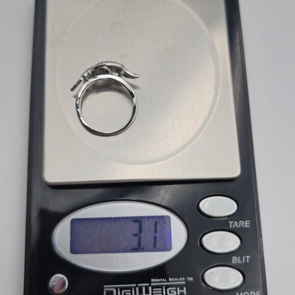 Size 7.75 Sterling Silver Cubic Zirconia Gem Wings Ring A3829 - Picture 9 of 9